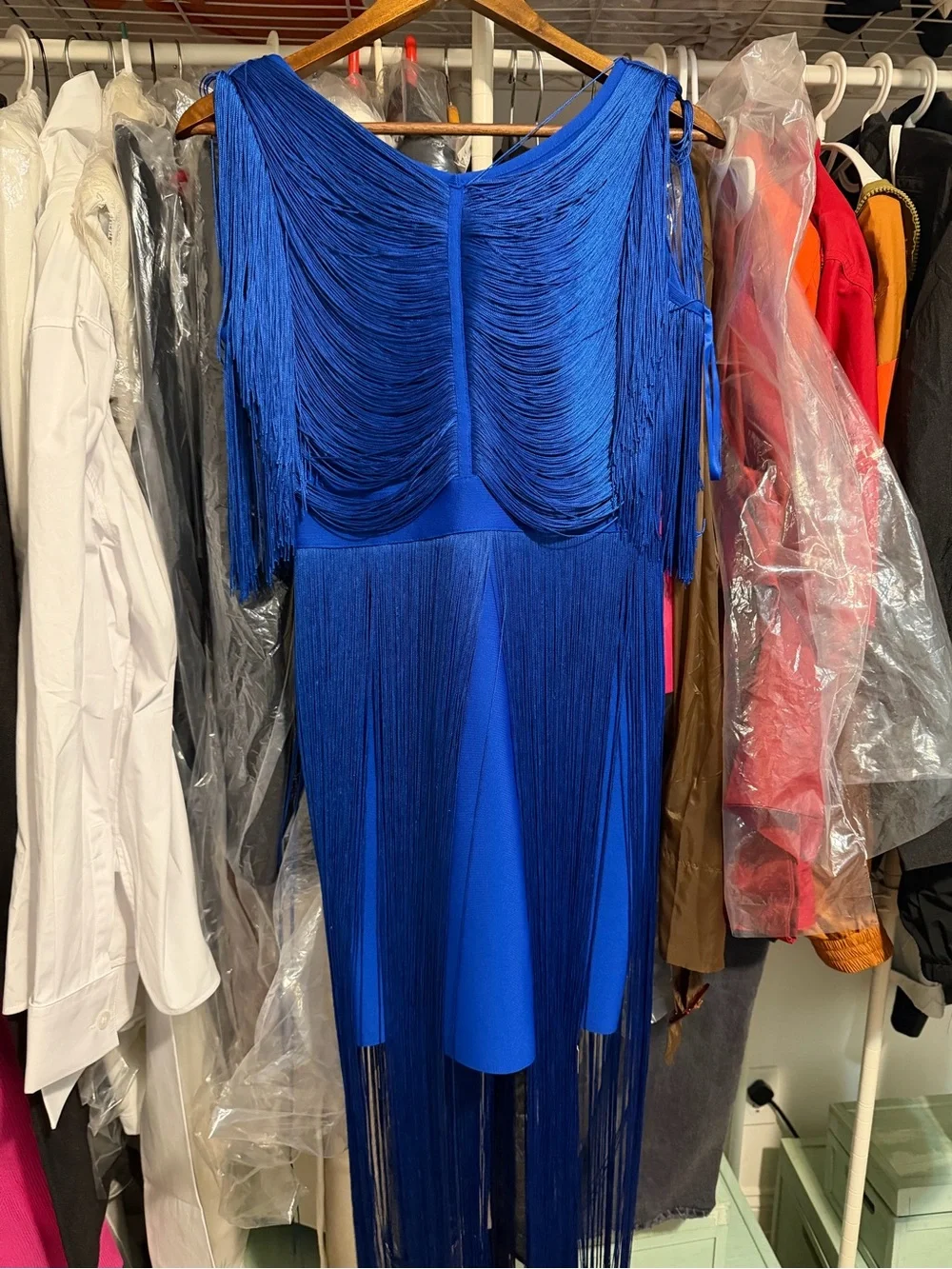 Karen Millen Electric Blue High-Low Fringe Dress - Picture 6 of 7